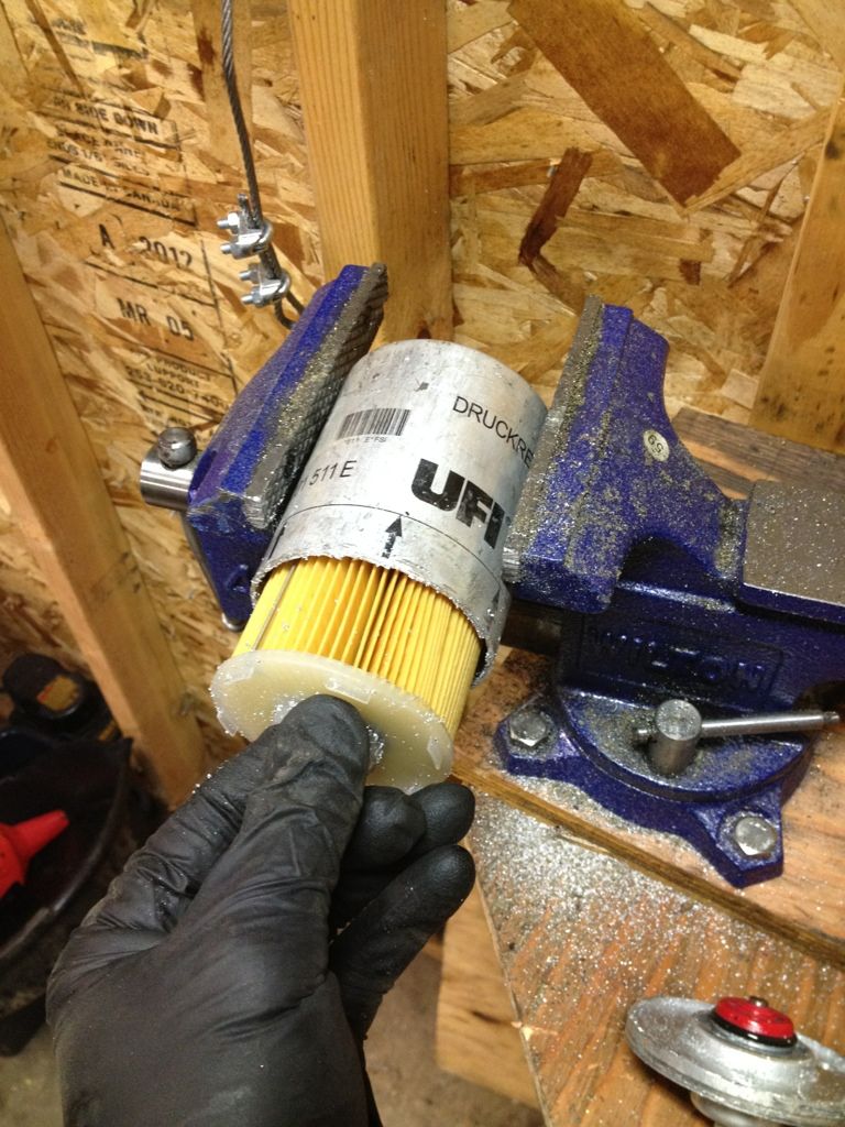 Inside a fuel filter