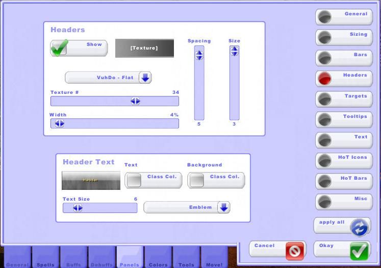 Panels (Headers)
