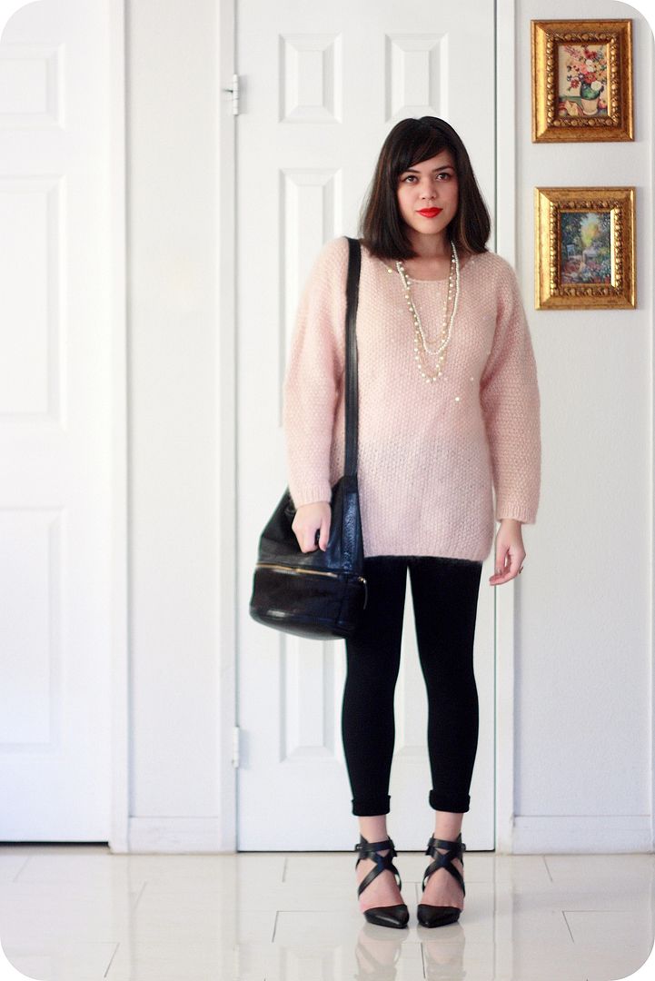 Vintage Liz Claiborne Sweater, Hare+Hart Bucket Bag, Joe's Jeans Heels Vintage Liz Claiborne Sweater, Hare+Hart Bucket Bag, Joe's Jeans Heels