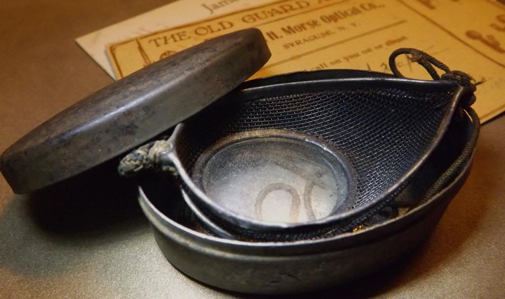 Antique 1908 DRIVING GOGGLES WITH CASE Vintage Automobile Eyeglasses