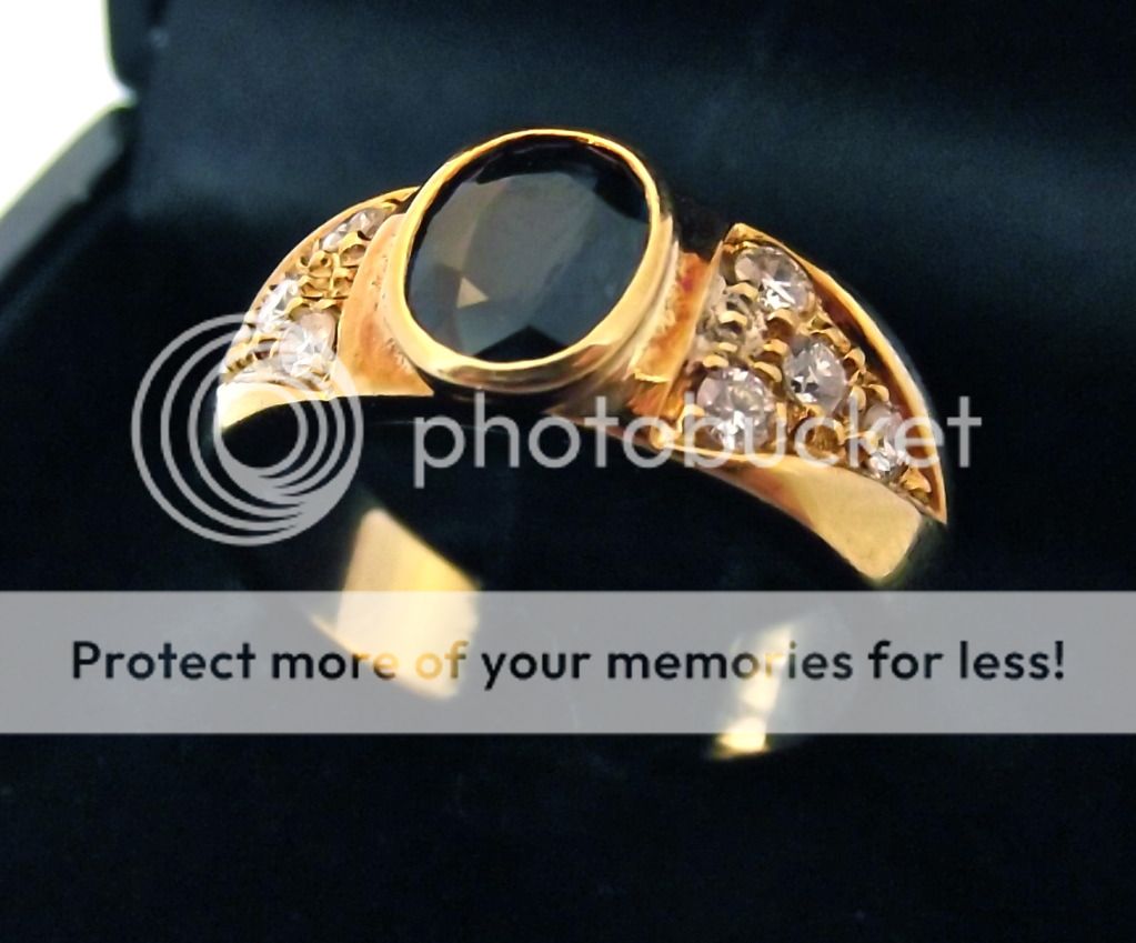 9g Yellow European Gold 18kt Ring 1 4ct Sapphire 20ct Diamonds 