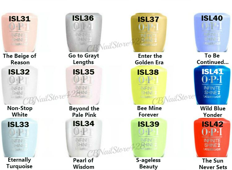 Opi Infinite Shine Colour Chart