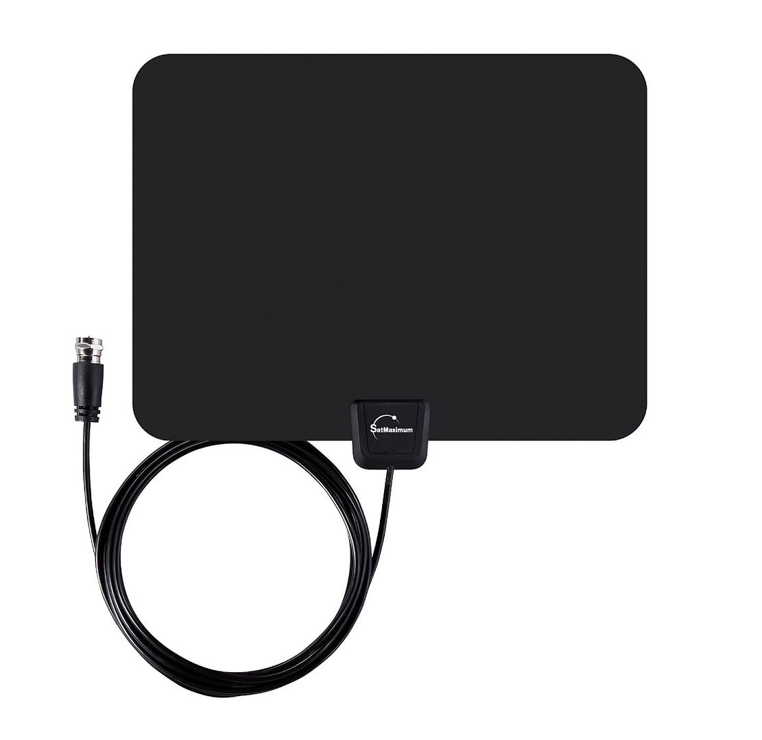 Digital Indoor Leaf Flat TV Antenna HDTV DTV + Converter Box Black UHF ...