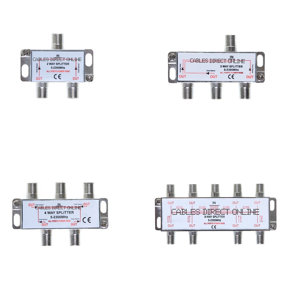 2 3 4 8 Way 52300 Power Pass Coaxial Splitter for RG6 RG59 Coax Cable